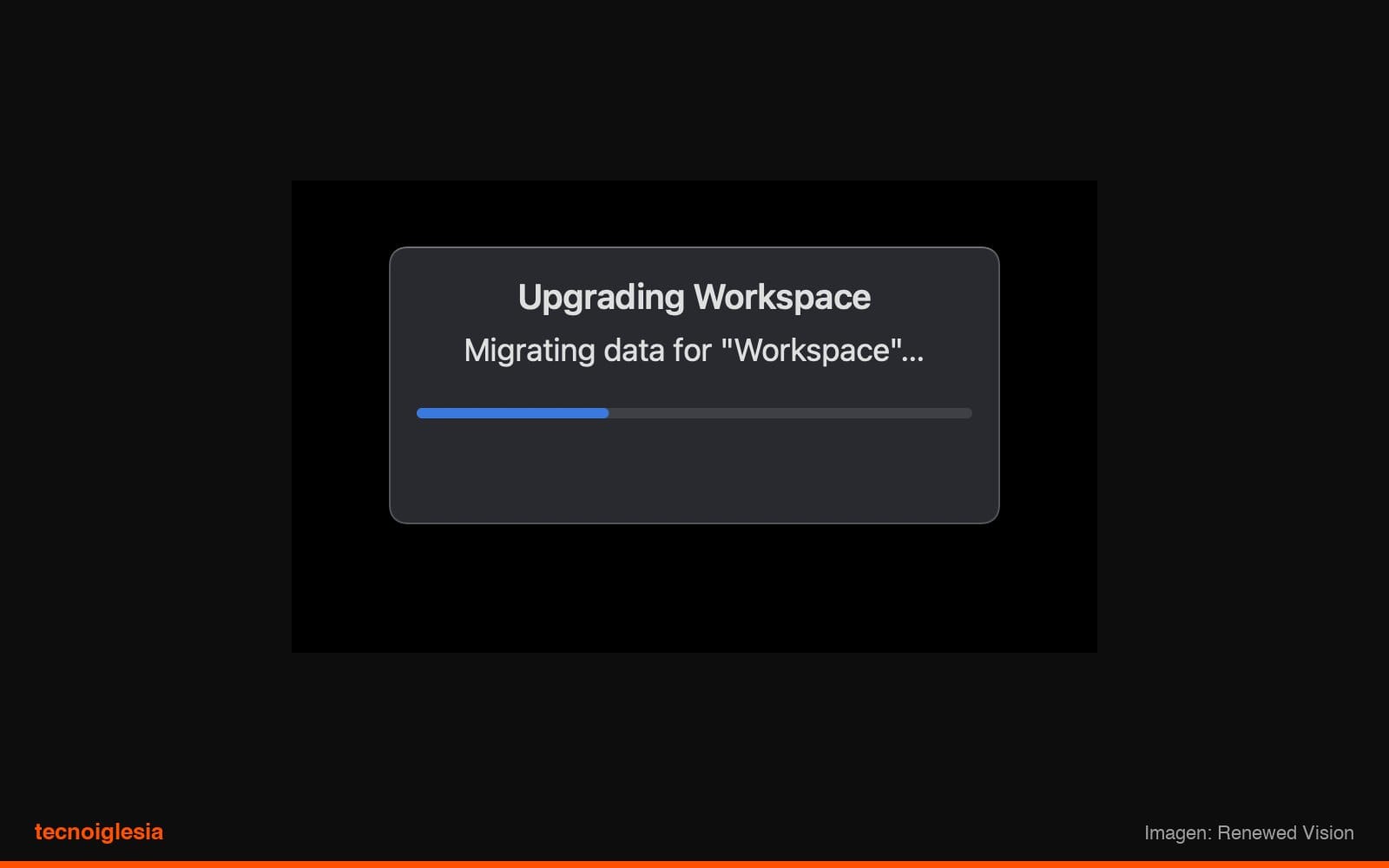 Aviso One-time setup for ProPresenter 22: elige Upgrade Workspace
