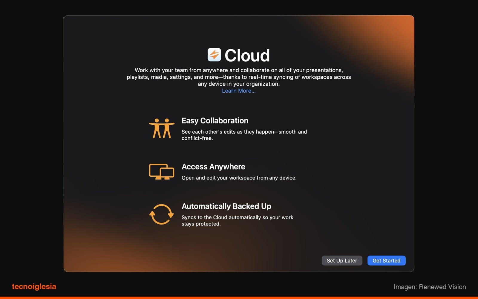 Ventana de Cloud: da clic en Get Started