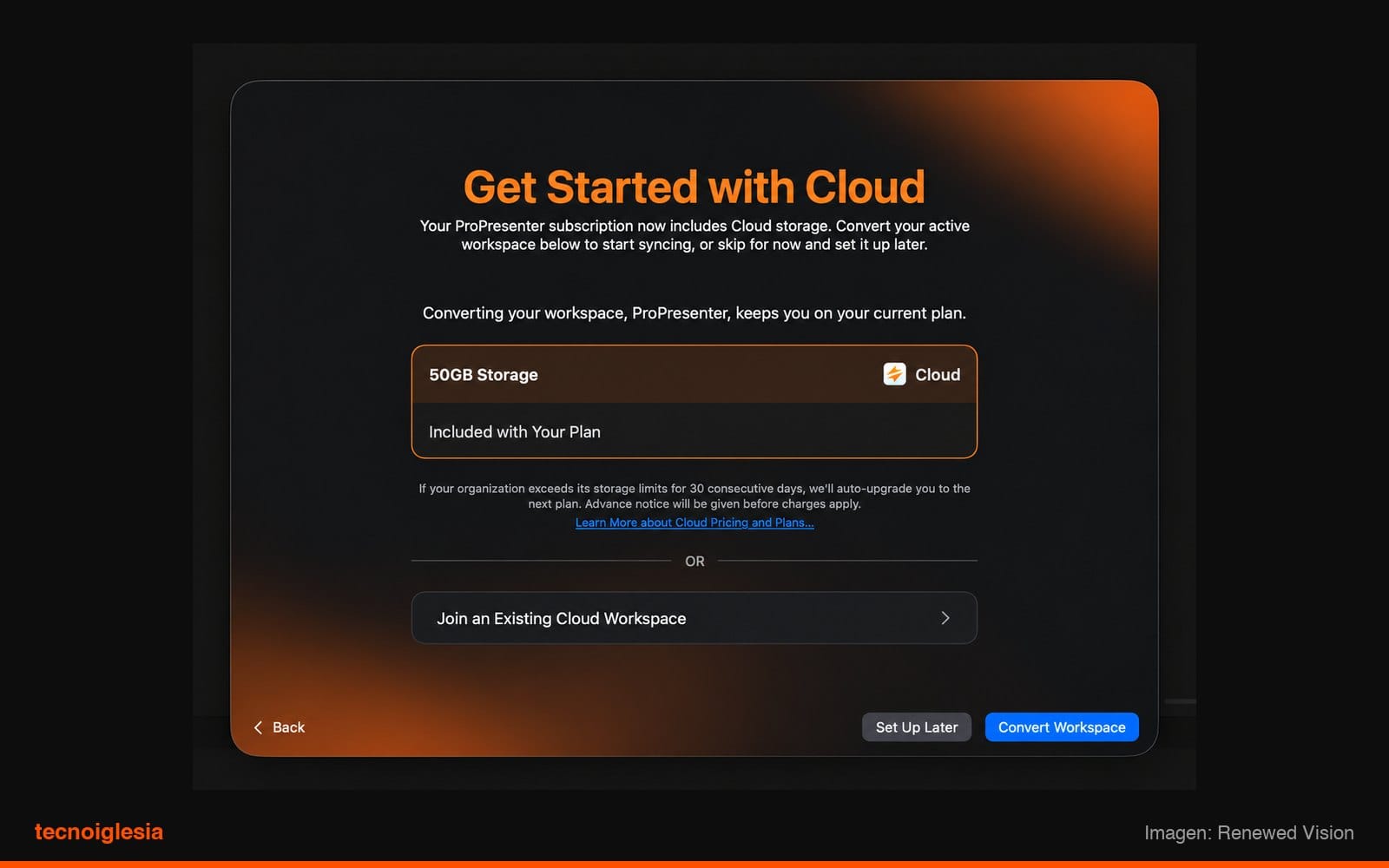 En la segunda computadora: Join an Existing Cloud Workspace